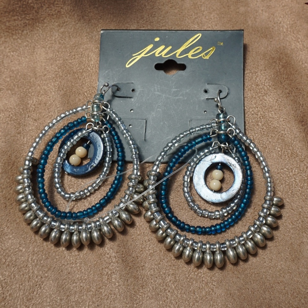 Blue and silver statements earings